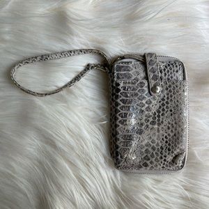 Elliot Lucca Snake Skin Pattern Travel Wallet with Exterior Pouch and Wristlet
